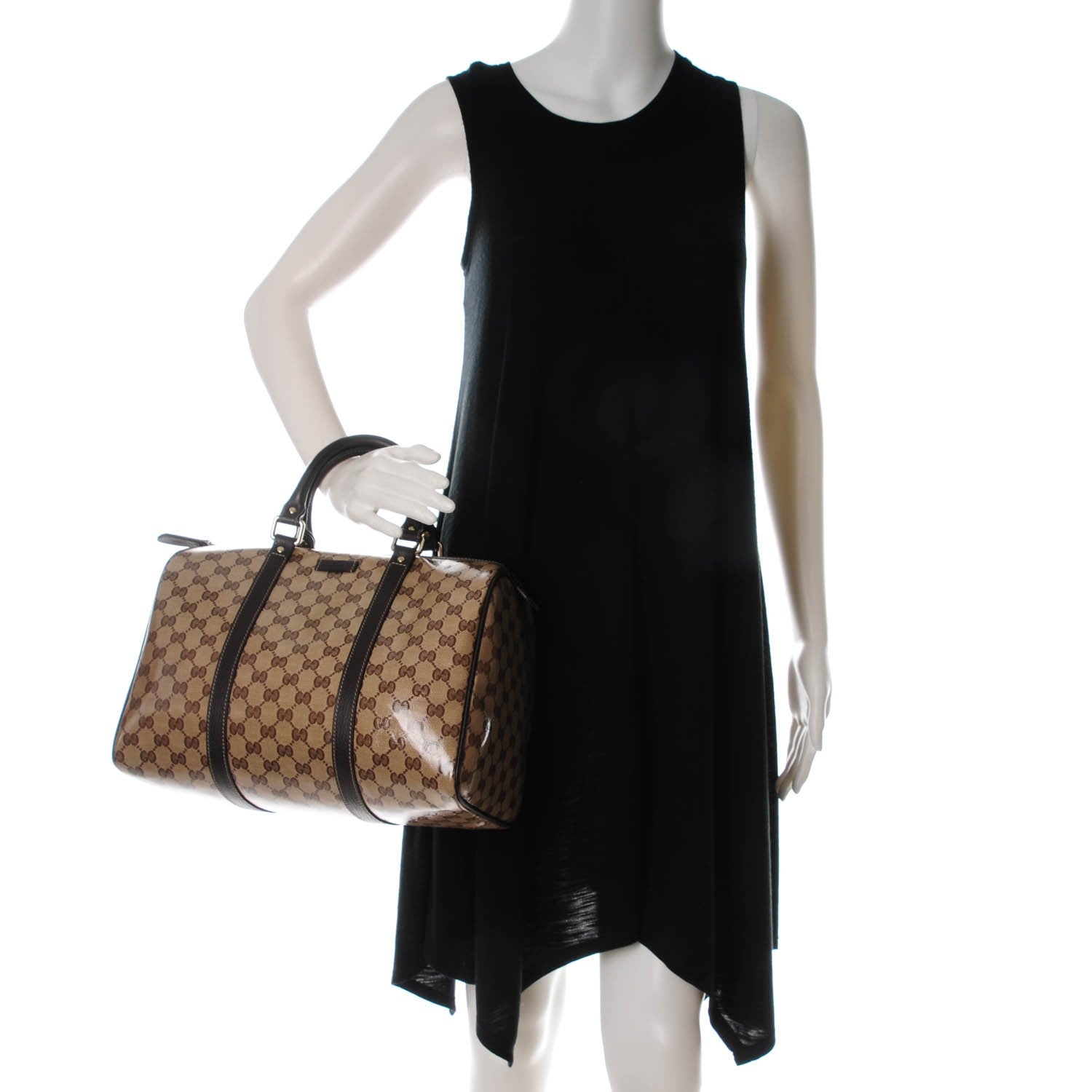 Gucci Crystal Monogram Dollar Calfskin Medium Joy Boston Beige Ebony Testa di Moro 2 of 7
