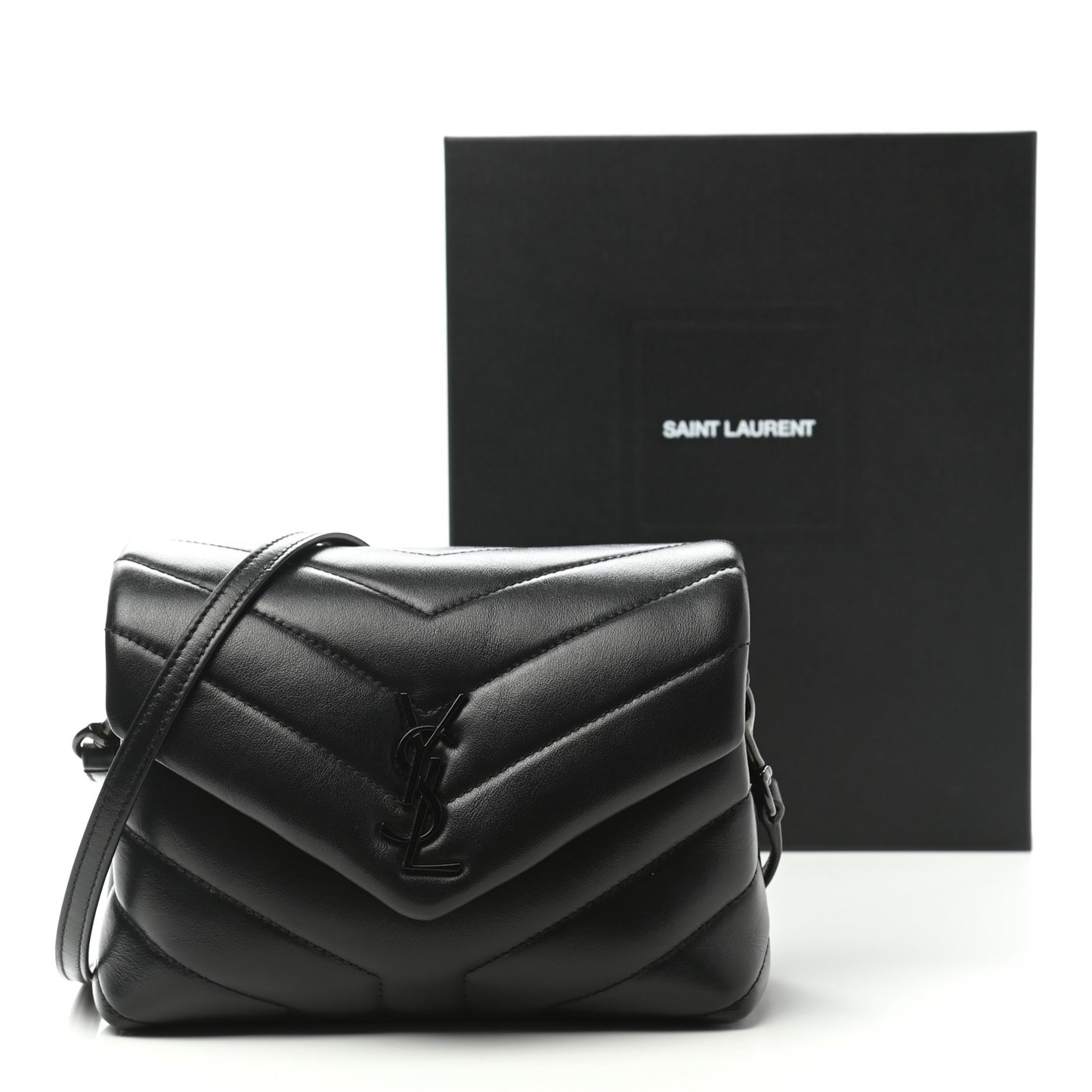 Calfskin Y Quilted Monogram Toy Loulou Crossbody Bag Black