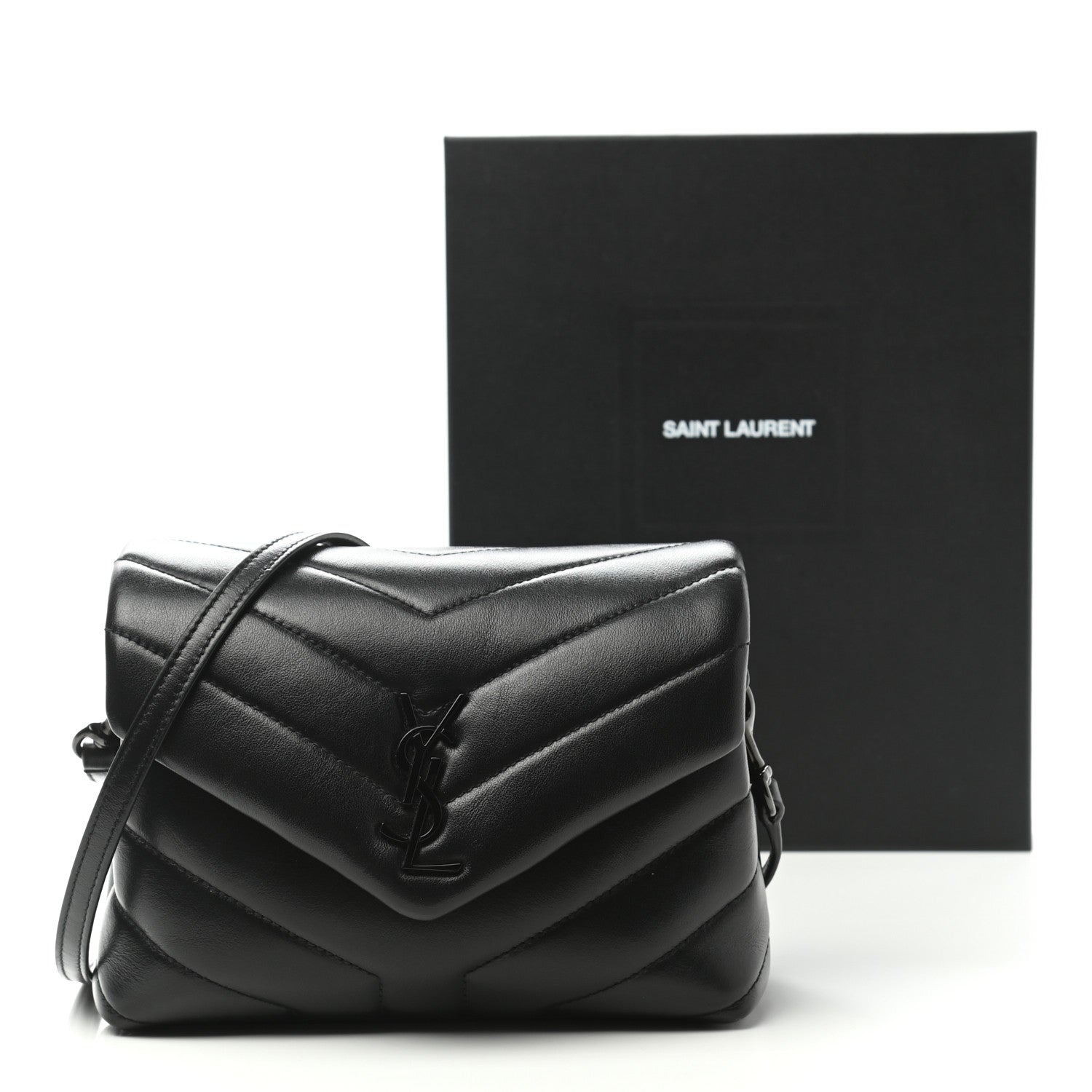 Saint Laurent Calfskin Y Quilted Monogram Toy Loulou Crossbody Bag Black 11 of 11