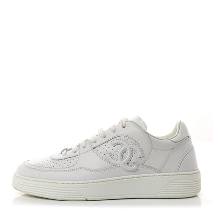 Chanel Calfskin CC Womens Sneakers 38 White 1 of 10