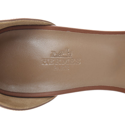Hermes Calfskin Legend Wedge Sandals 39 Gold 7 of 8