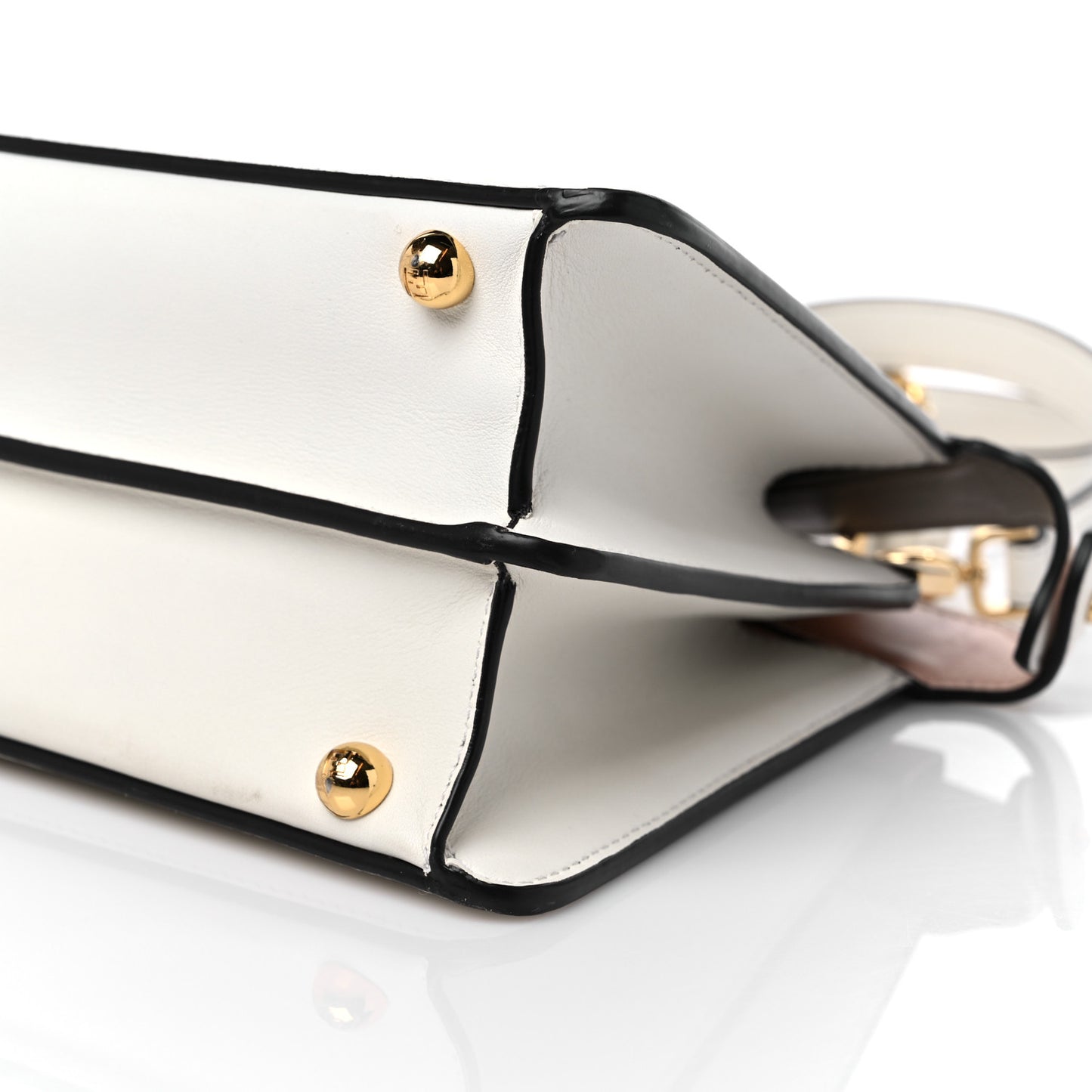 Vitello Seta Nappa Bi-Color Small Peekaboo I SEE U Satchel White Ice Light Rose Tortora