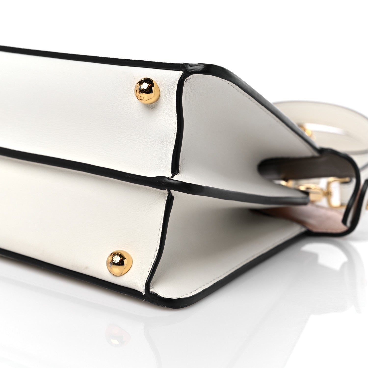 Fendi Vitello Seta Nappa Bi-Color Small Peekaboo I SEE U Satchel White Ice Light Rose Tortora 8 of 14