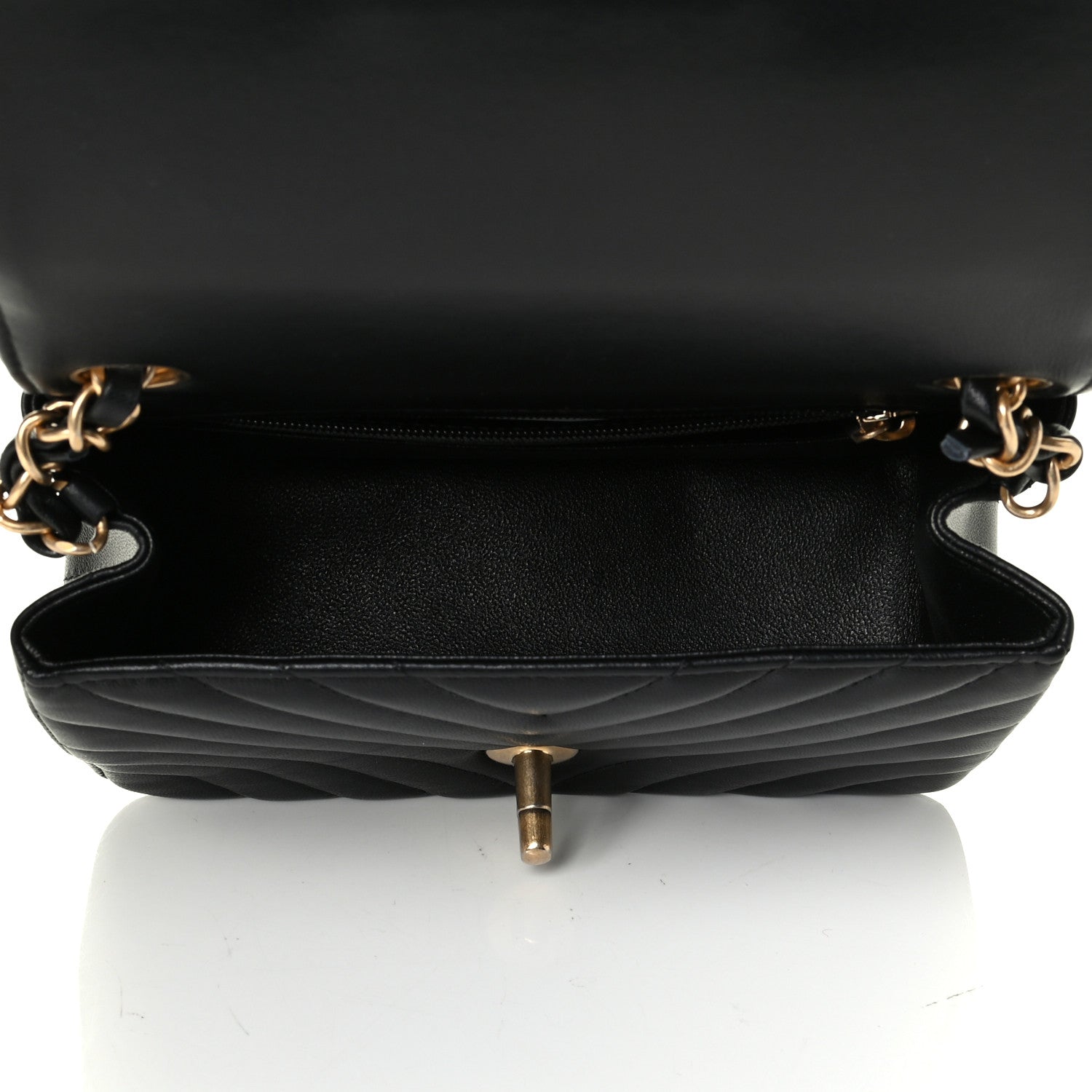 Chanel Lambskin Chevron Quilted Mini Square Flap Black 4 of 5