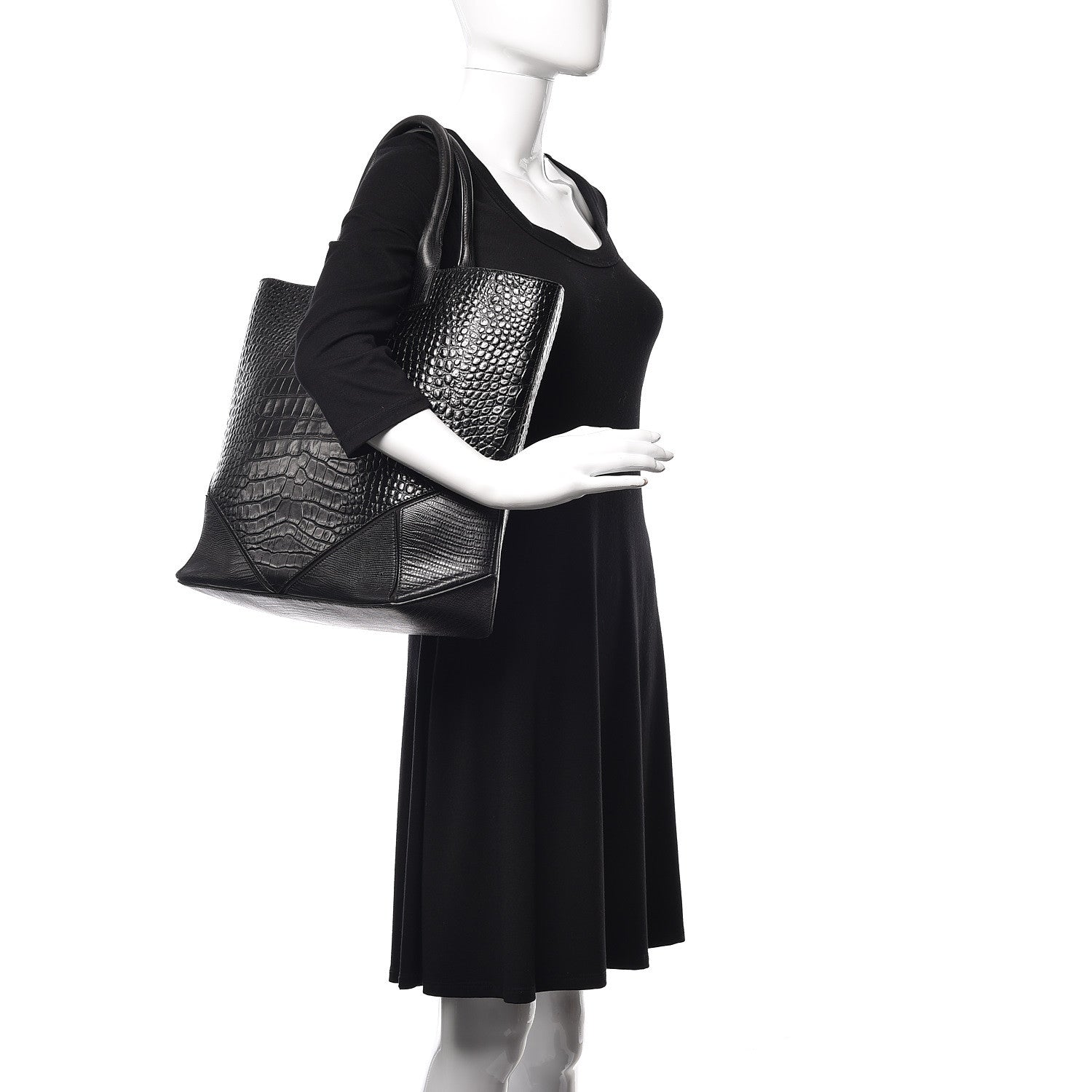 Givenchy Calfskin Crocodile Embossed Easy Tote Black 2 of 13