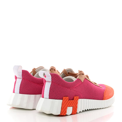 Hermes Air Mesh Suede Goatskin Bouncing Sneakers 38 Rose Multicolor 4 of 21
