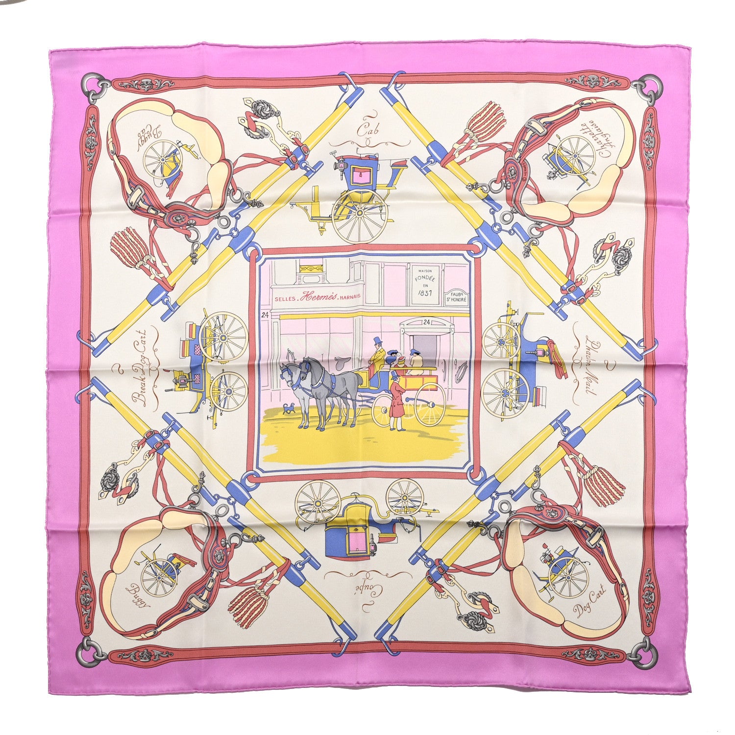 Hermes Silk Palonniers Scarf 70 Violine Gris Perle 1 of 4