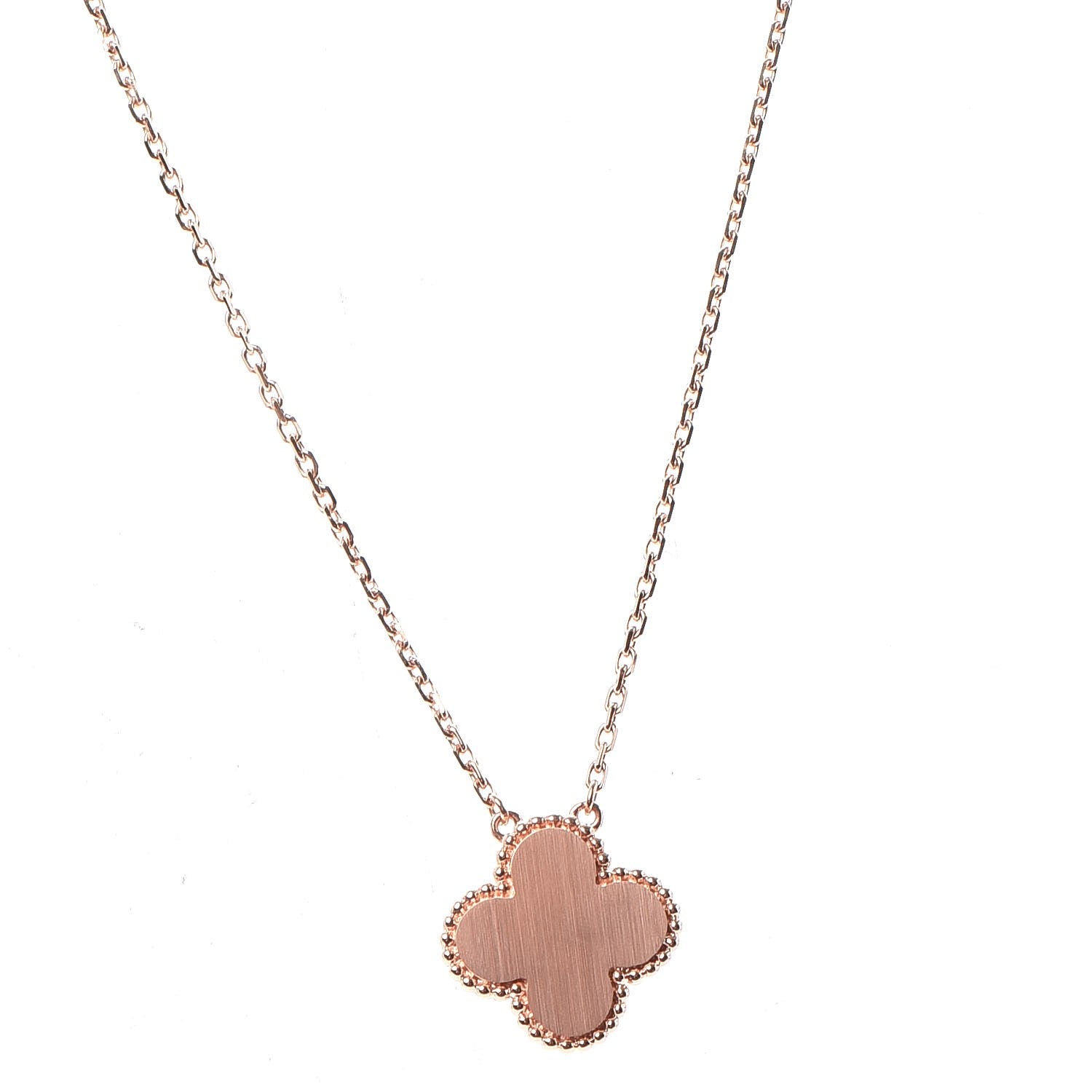 Van Cleef & Arpels 18K Rose Gold Diamond Black Onyx Vintage Alhambra Pendant Necklace 8 of 9