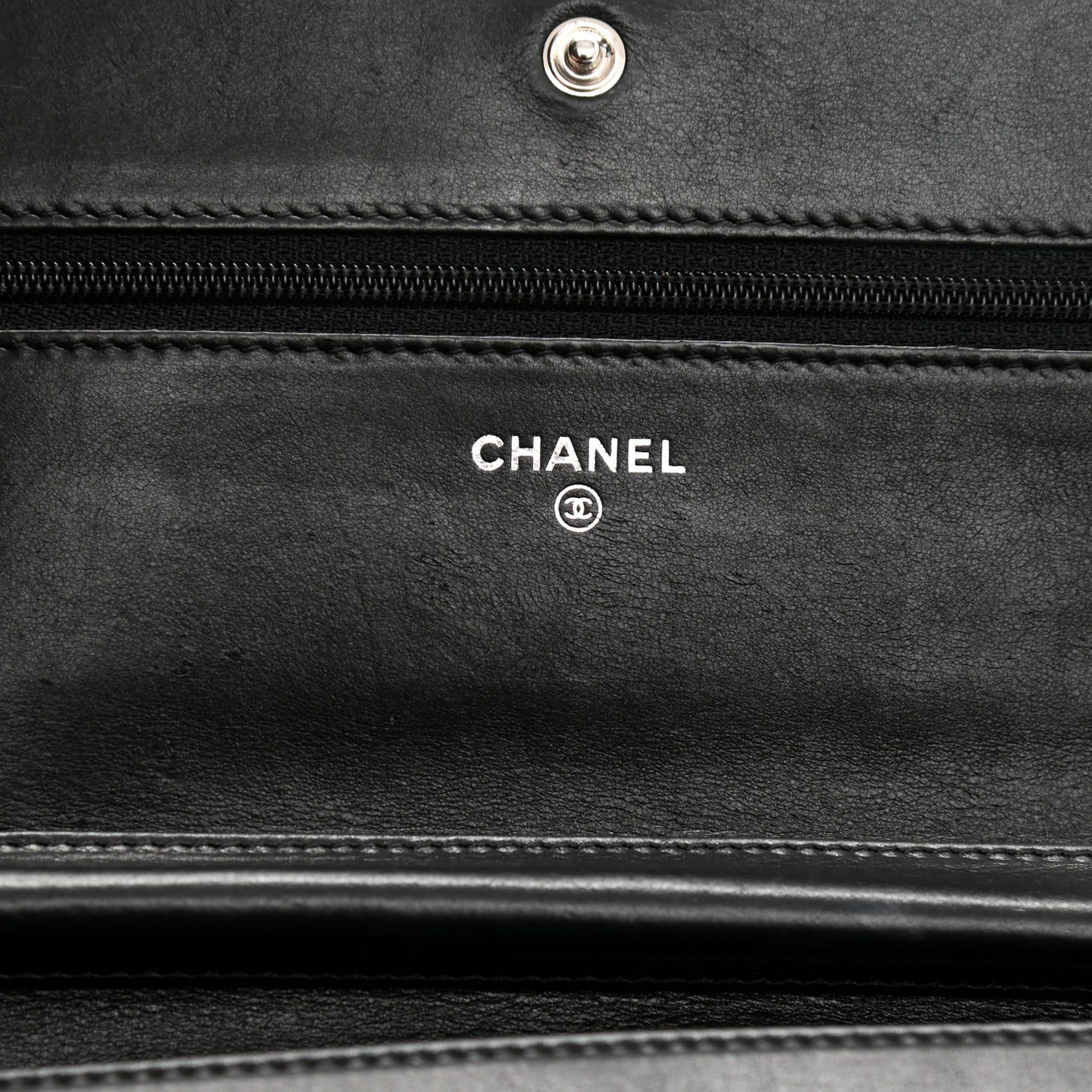Calfskin Quilted Boy Wallet On Chain WOC Black
