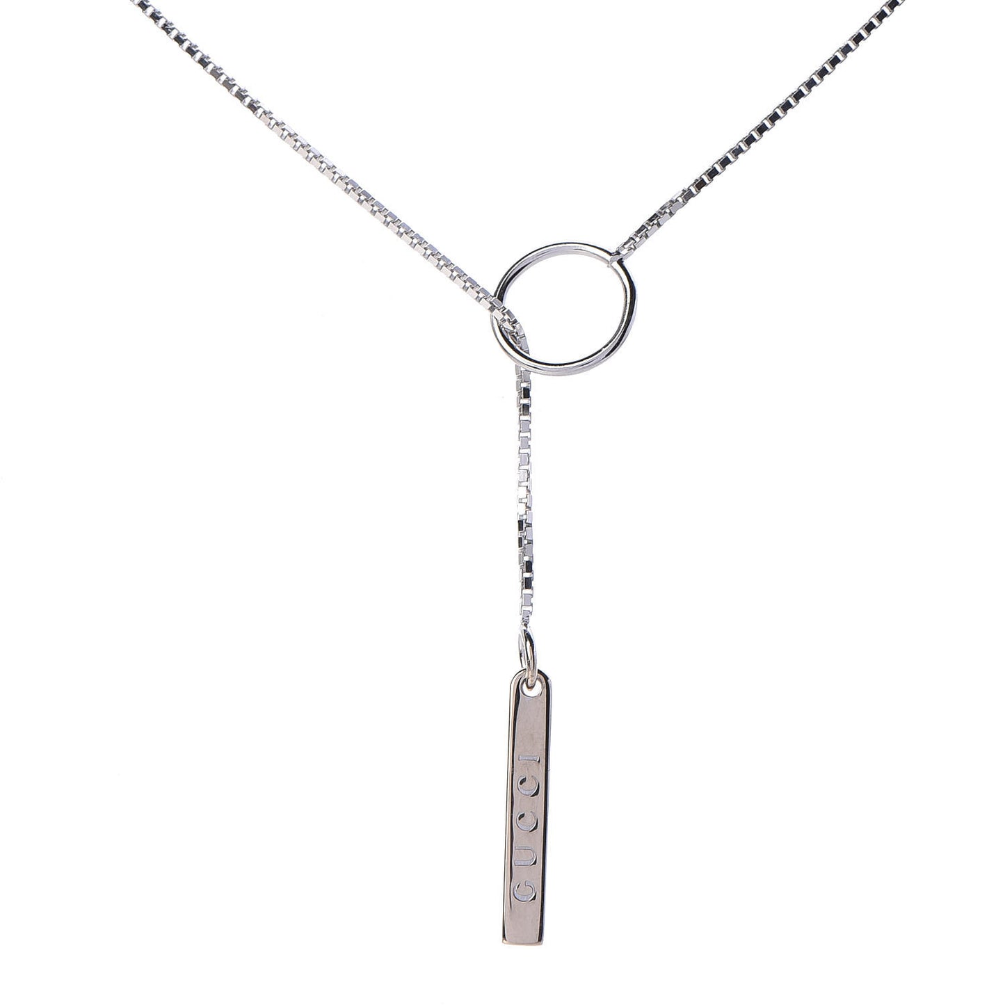 18K White Gold 20mm Lariat Necklace