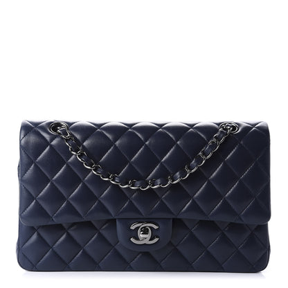 Chanel Lambskin Quilted Medium Double Flap Dark Blue 1 of 12
