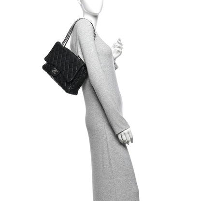 Chanel Washed Lambskin Quilted Bijoux Chain Jumbo Single Flap Black 2 of 10