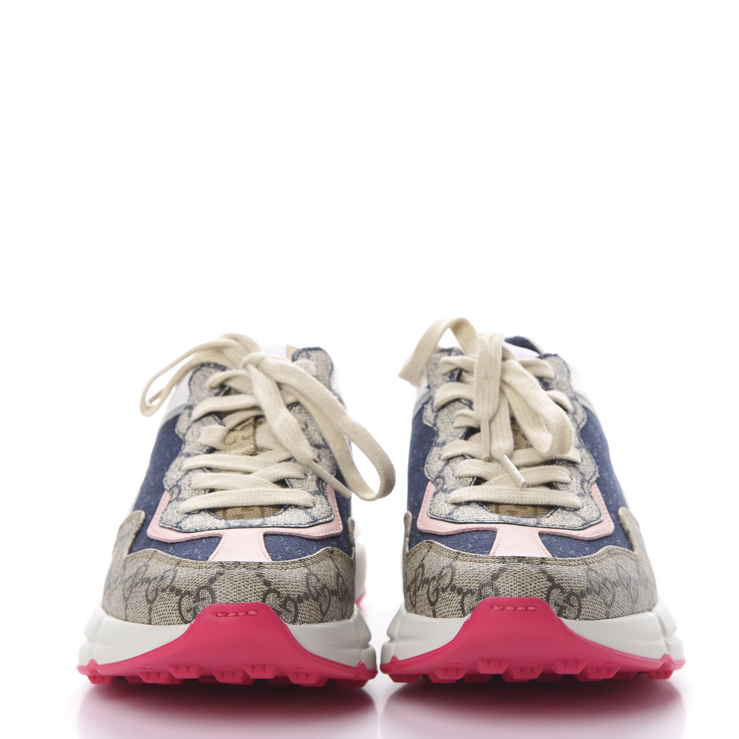 Gucci GG Supreme Monogram Mix Monogram Womens Rhyton Sneakers 36 London Blue Beige Pale Pink 2 of 8