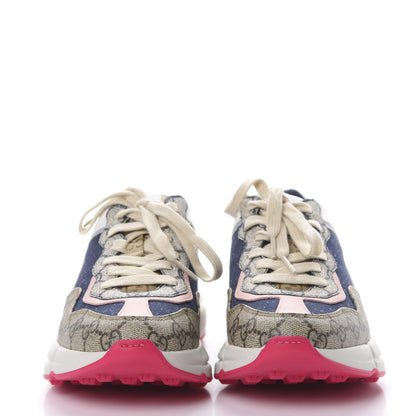 Gucci GG Supreme Monogram Mix Monogram Womens Rhyton Sneakers 36 London Blue Beige Pale Pink 2 of 8