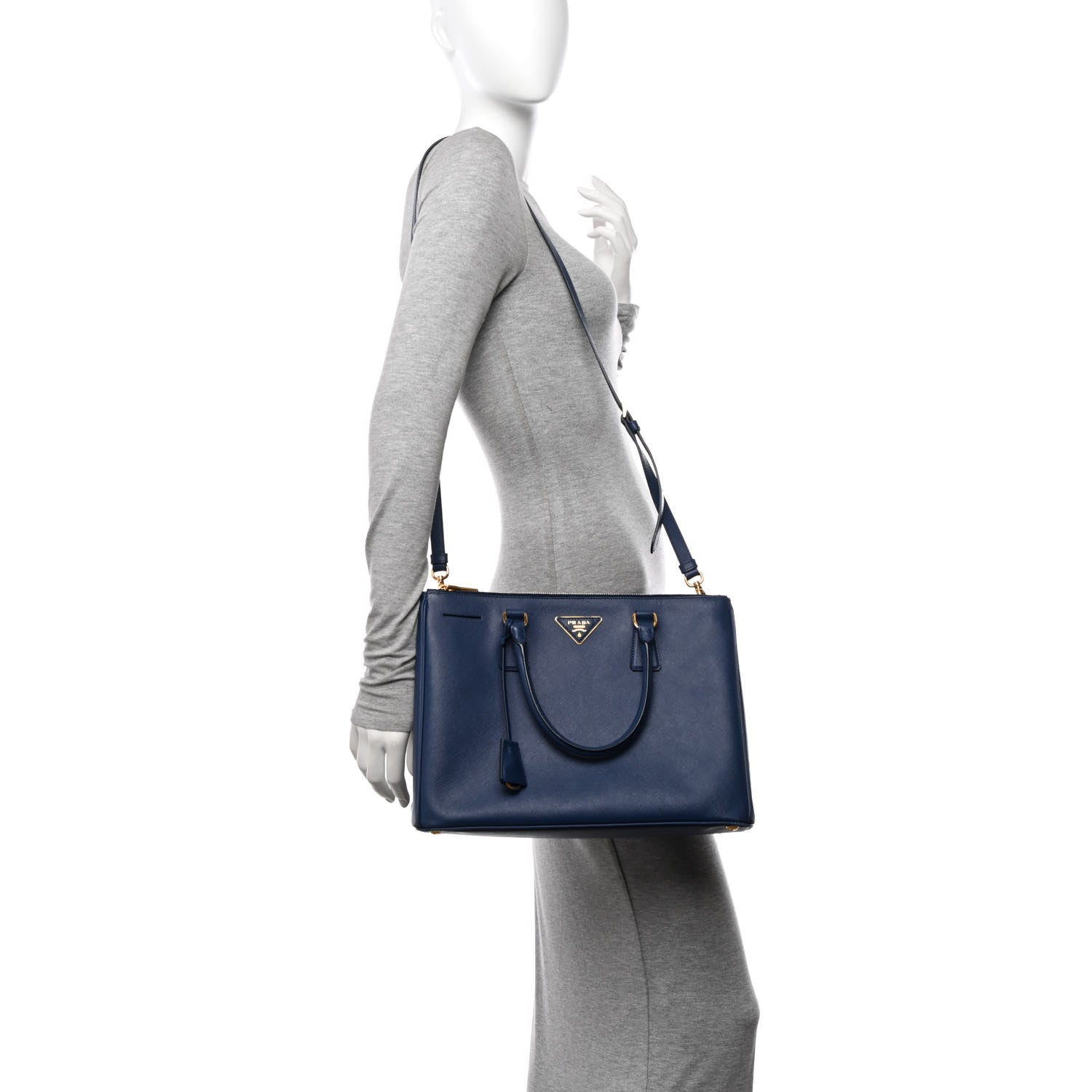 Prada Saffiano Large Galleria Double Zip Tote Bluette 2 of 13