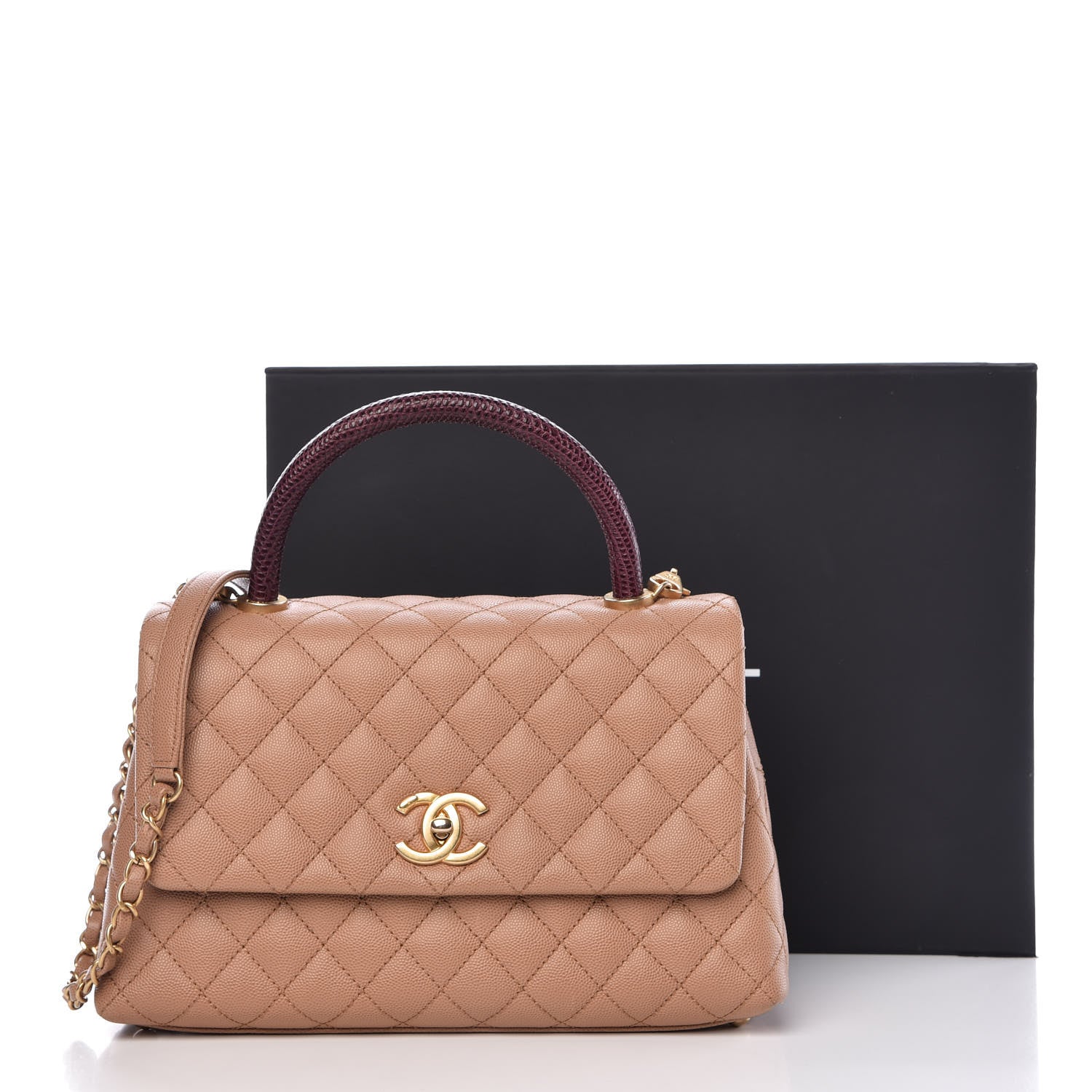 Chanel Caviar Lizard Quilted Small Coco Handle Flap Beige 12 of 12