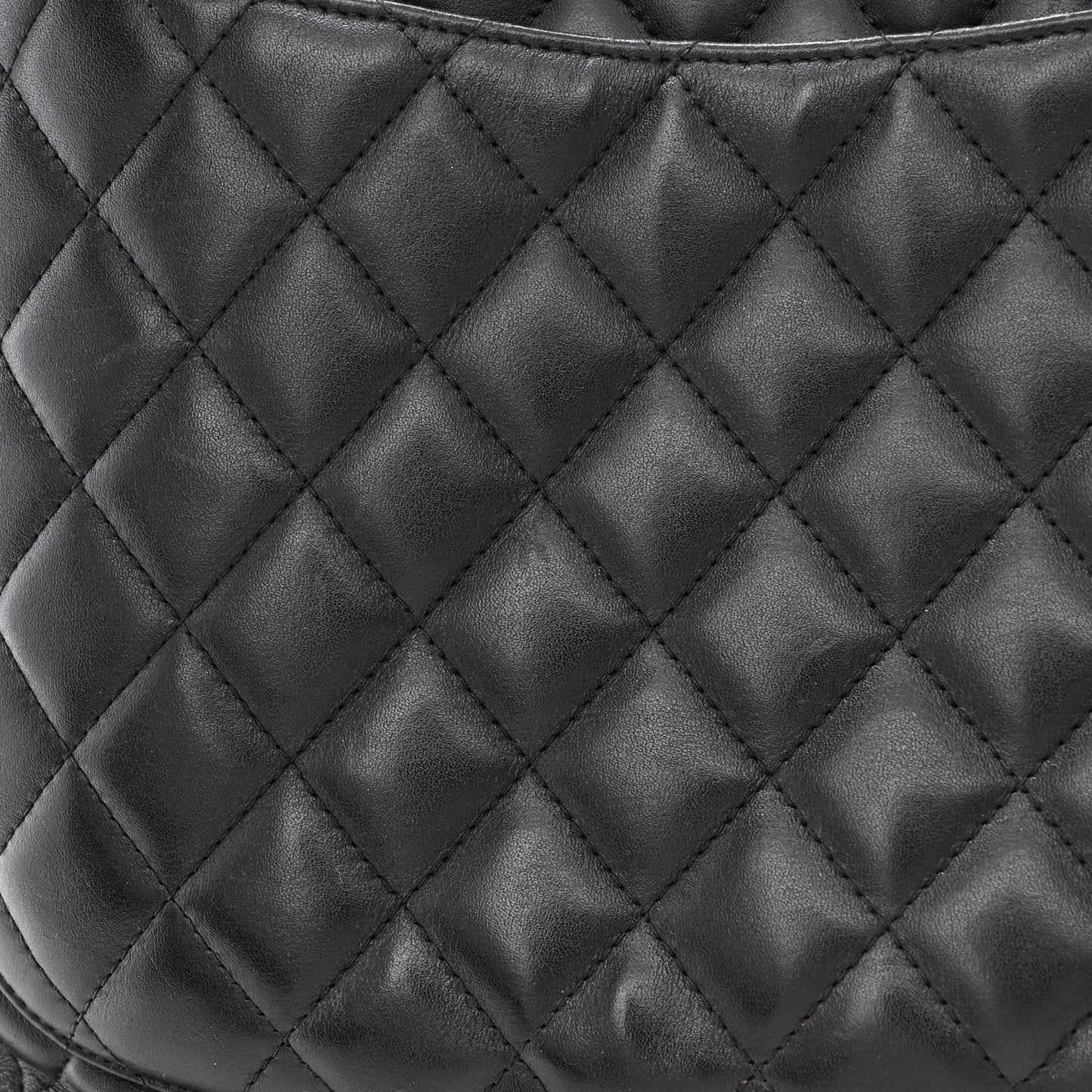 Calfskin Quilted Large Cambon Tote Black White