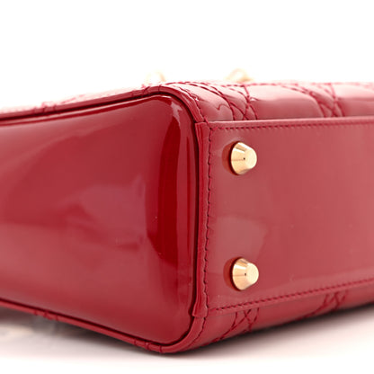 Christian Dior Patent Cannage Mini Lady Dior Red 9 of 10