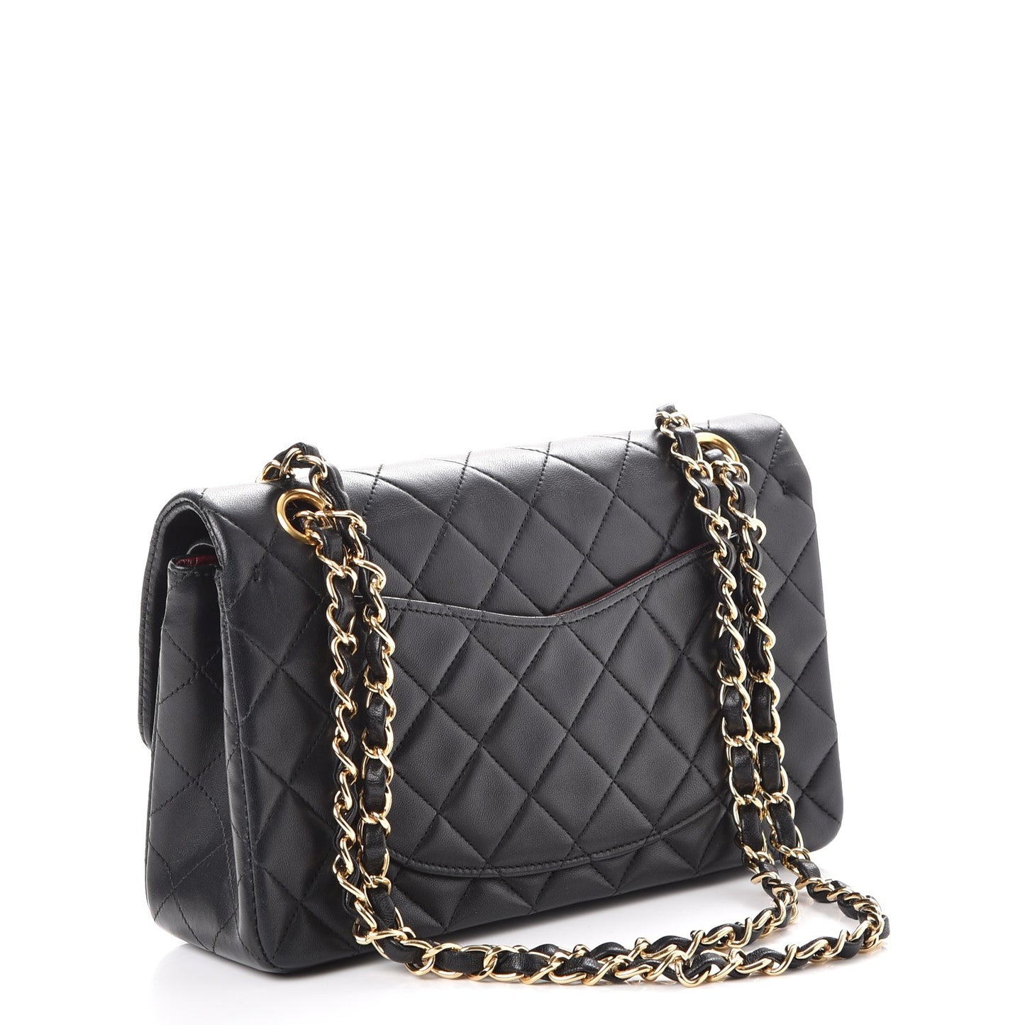 Lambskin Quilted Small Double Flap Black
