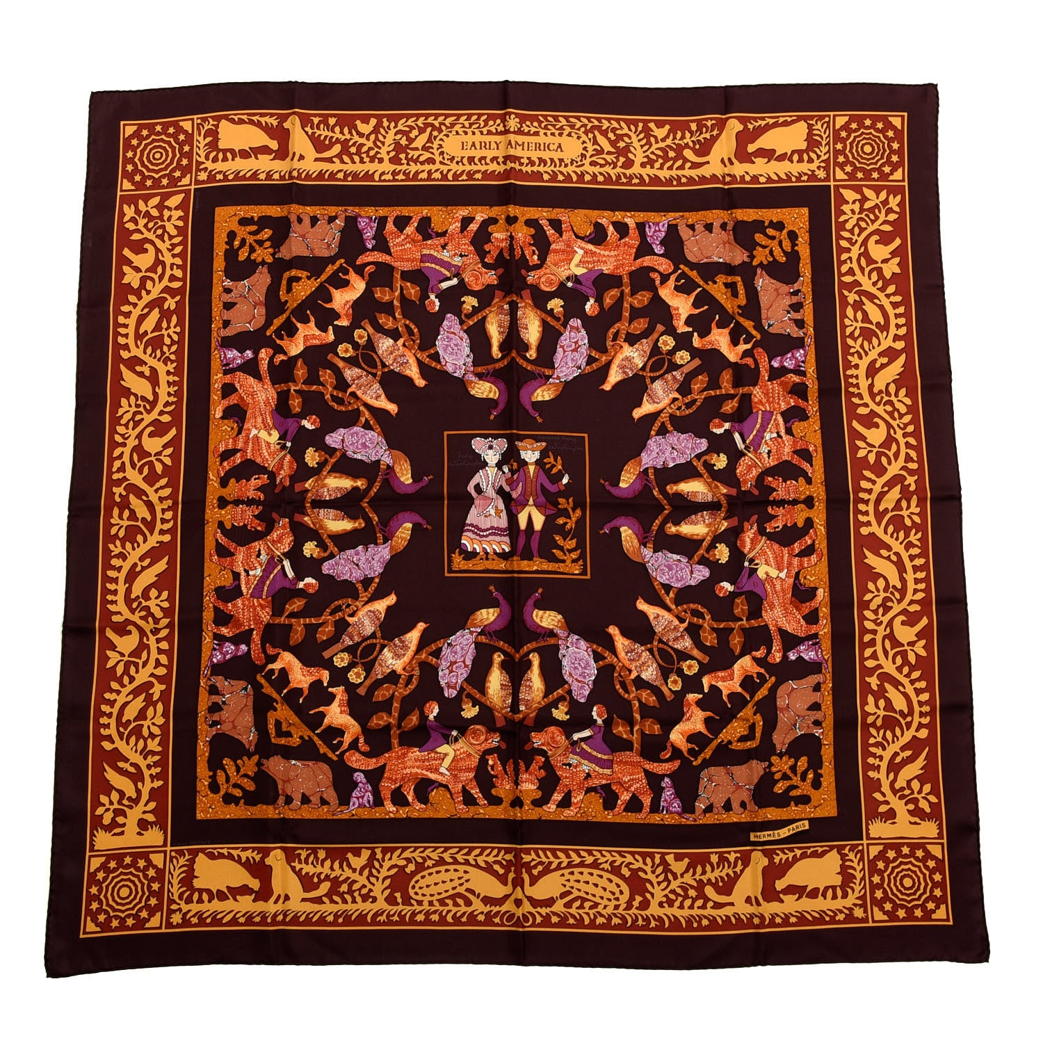 Hermes Silk Early America Scarf 90 1 of 4