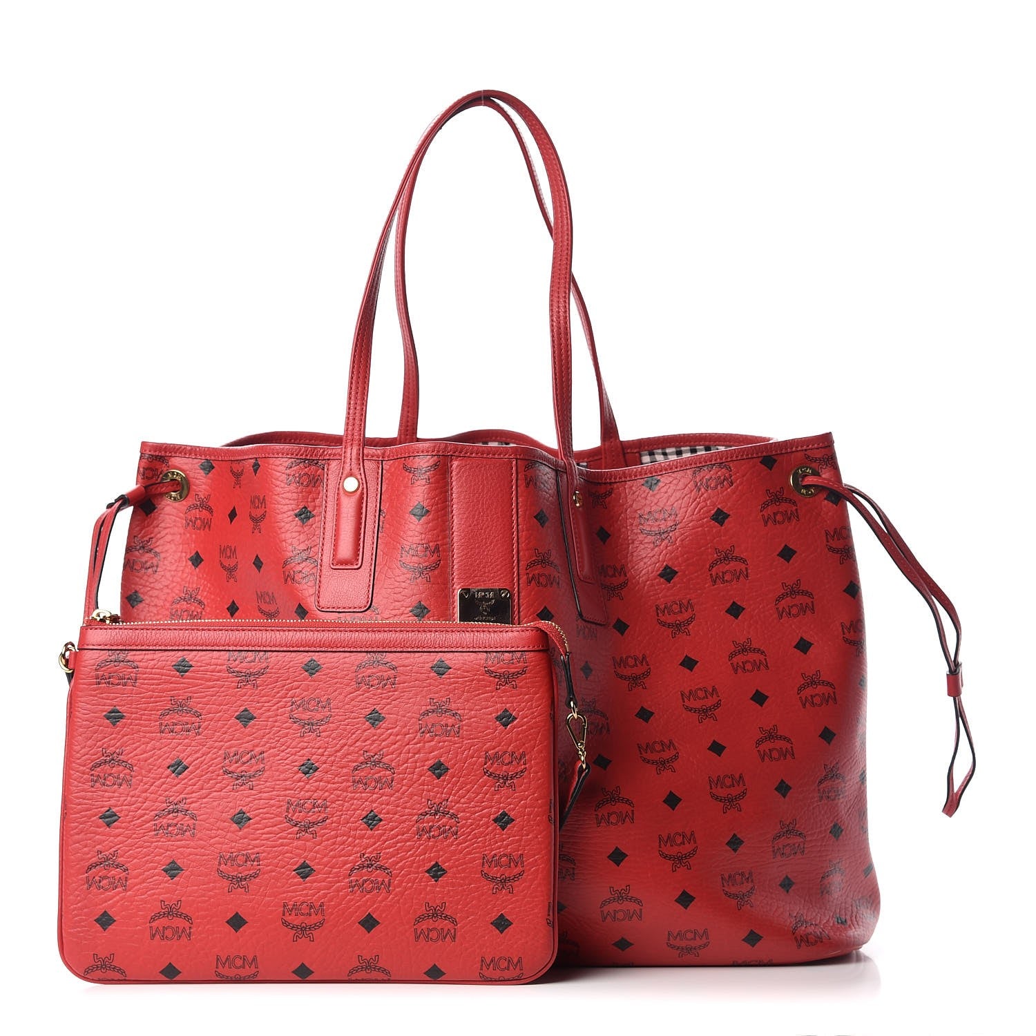 MCM Visetos Large Liz Reversible Shopper Tote Ruby Red 1 of 15