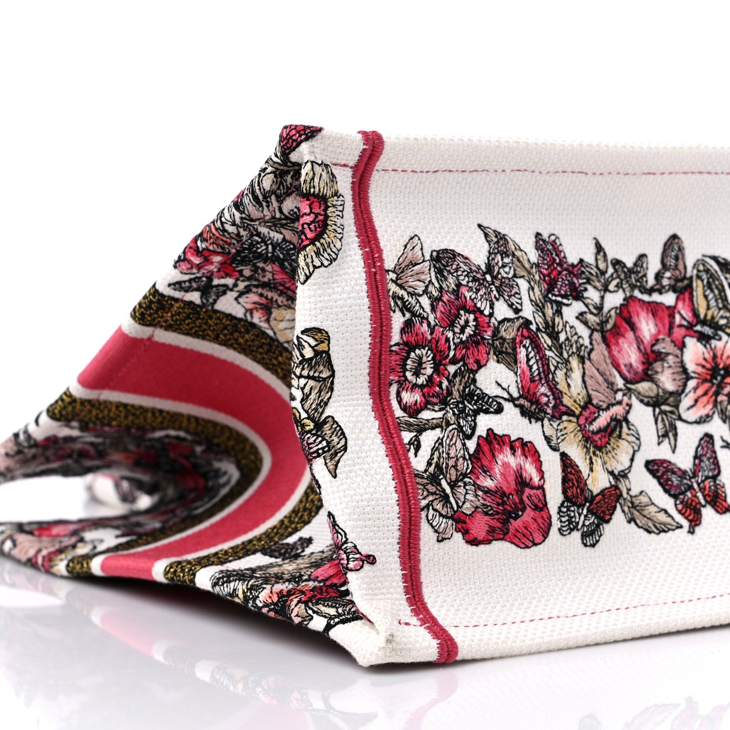 Canvas Embroidered Medium Butterfly Print Book Tote Multicolor