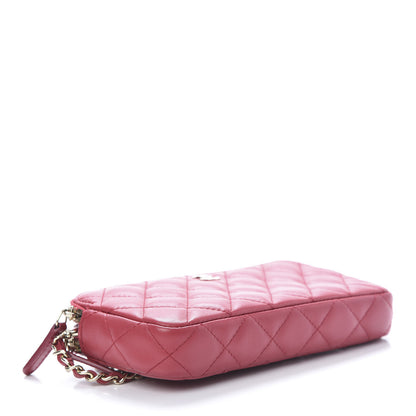 Chanel Lambskin Quilted Small Clutch With Chain Red 3 of 13