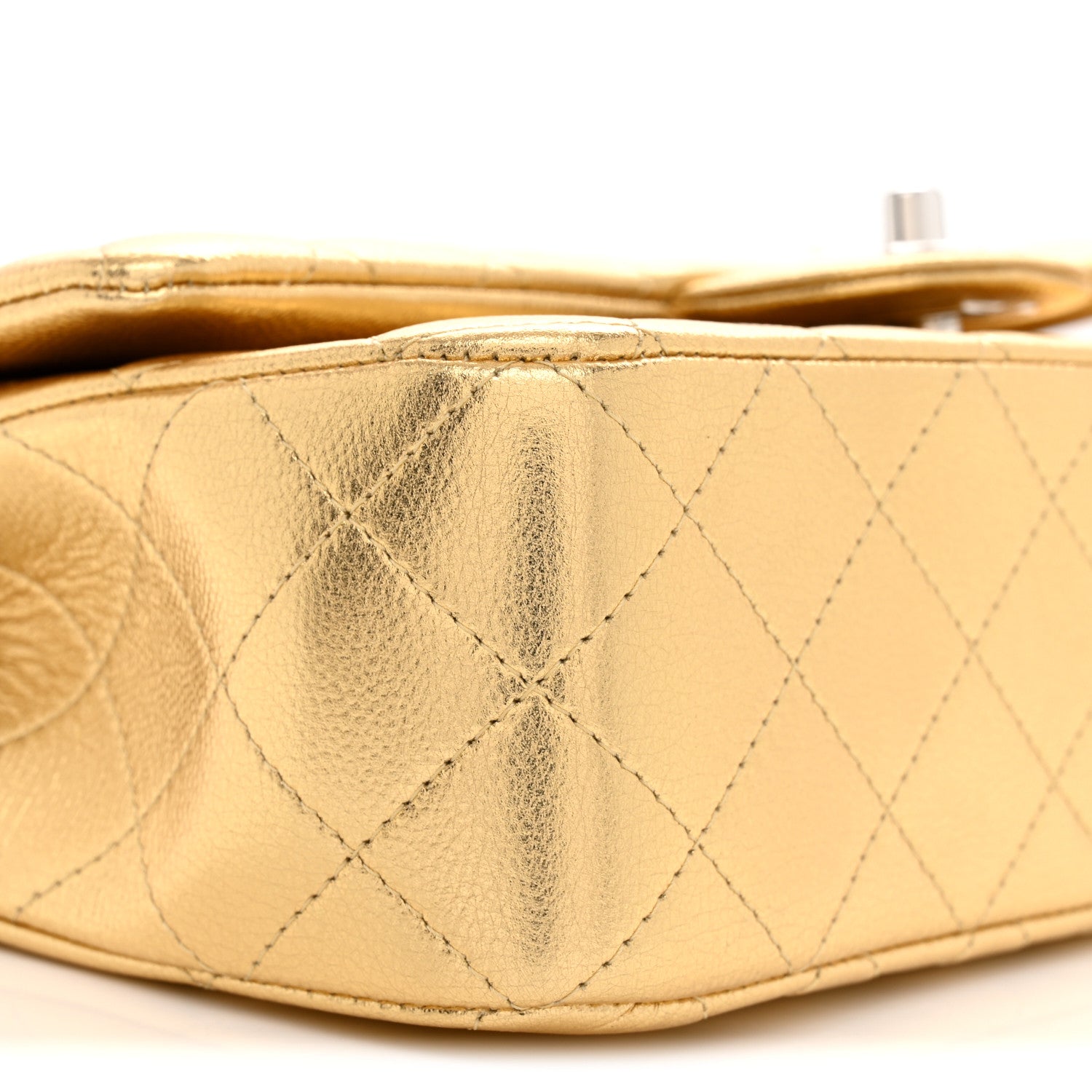 Chanel Metallic Caviar Quilted Top Handle East West Flap Gold