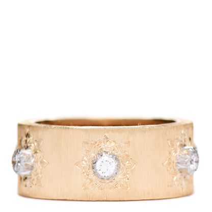 Buccellati 18K Yellow White Gold Diamond 8.5mm Macri Band Ring 51 5.75 3 of 6