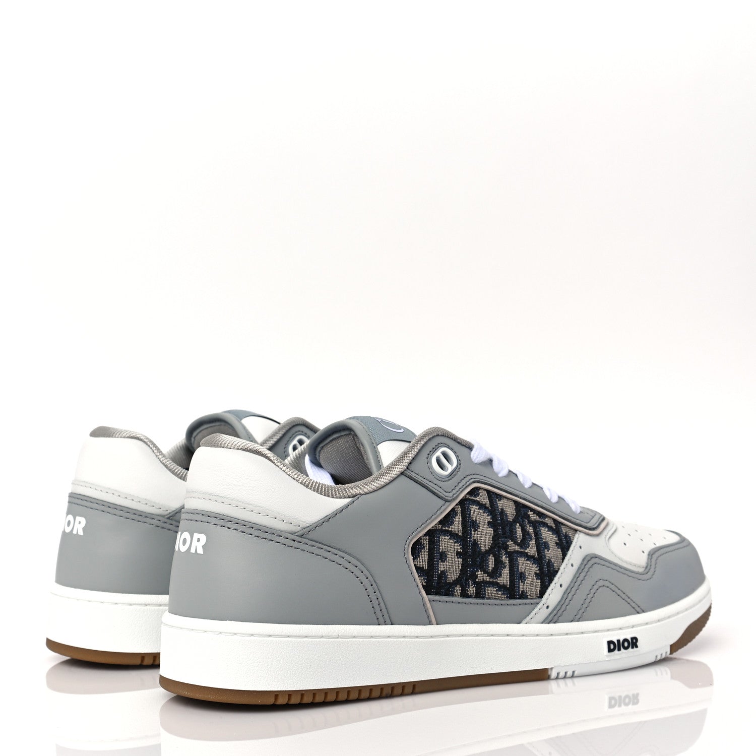 Christian Dior Smooth Calfskin Jacquard Oblique Mens B27 Low Top Sneakers 42.5 Beige Blue 4 of 8