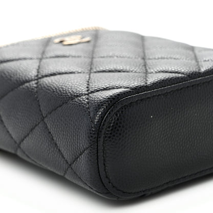Chanel Caviar Quilted Small Vertical Coco Beauty Vanity Case With Chain Black 9 of 11