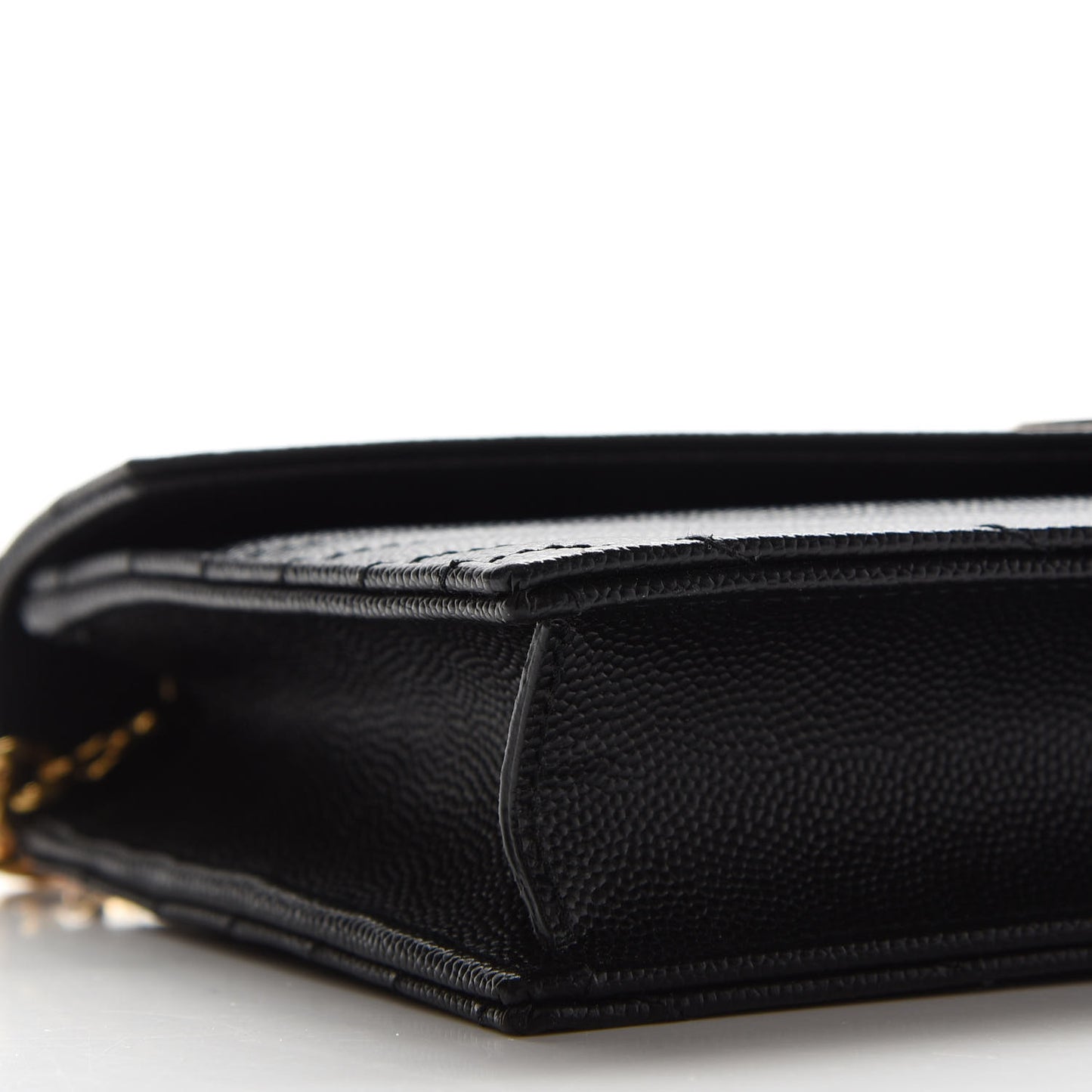 Grain De Poudre Matelasse Chevron Monogram Envelope Chain Wallet Black
