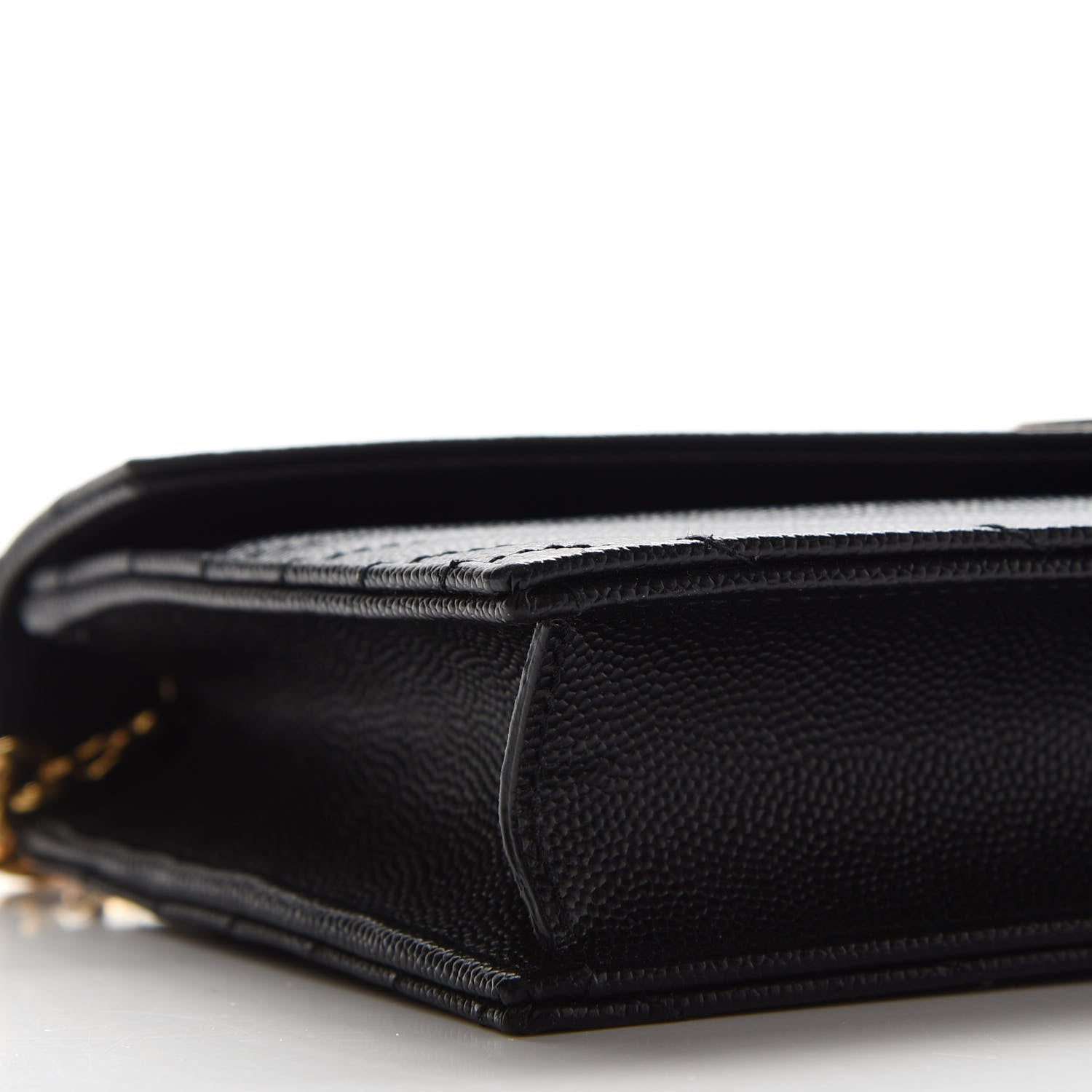 Saint Laurent Grain De Poudre Matelasse Chevron Monogram Envelope Chain Wallet Black 9 of 10