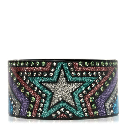 Chanel Resin Crystal Pearl Glitter Star CC Cuff M Black Multicolor 3 of 5