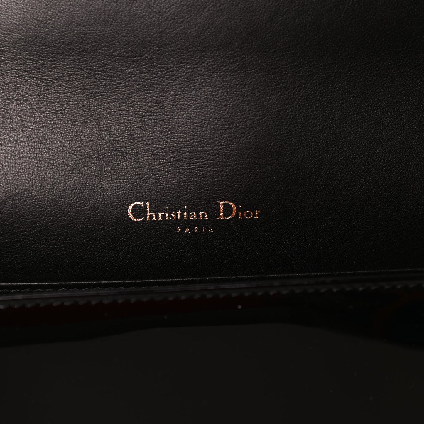 Patent Cannage Lady Dior Chain Wallet Black