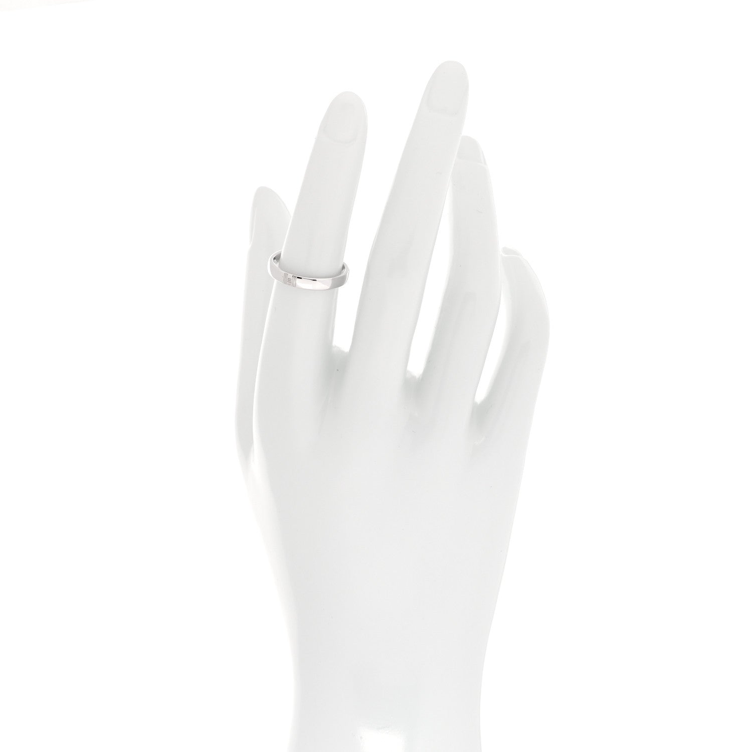 Hermes 18K White Gold Alliance Kelly Band Ring 52 6 2 of 5