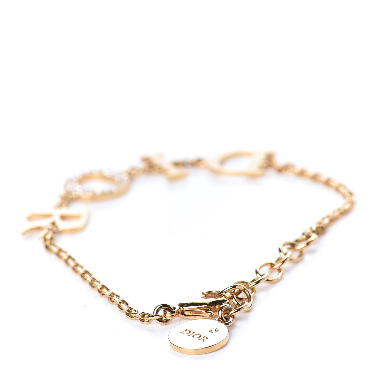 Christian Dior Crystal Logo Bracelet Gold 3 of 4