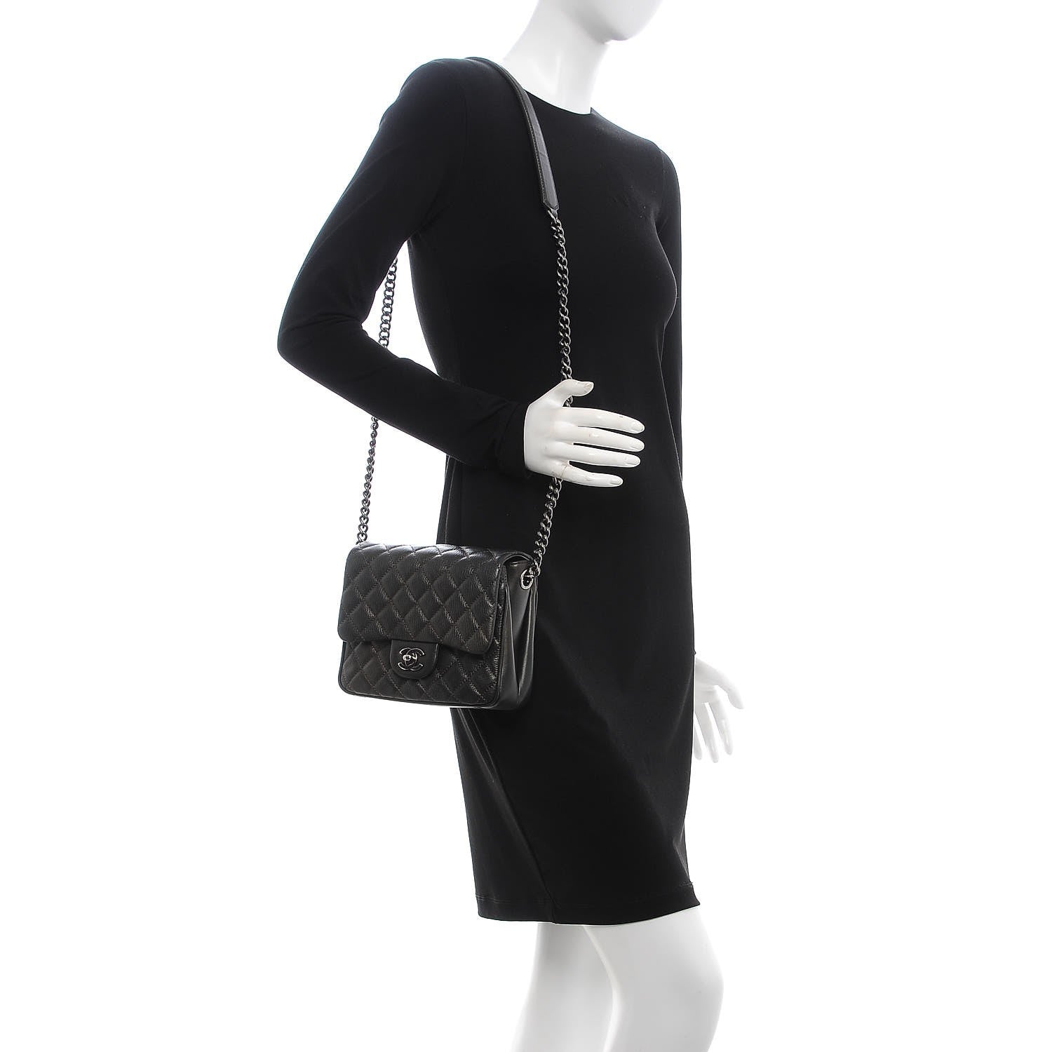 Chanel Metallic Goatskin Quilted Small Rock In Rome Flap Charcoal 2 of 8