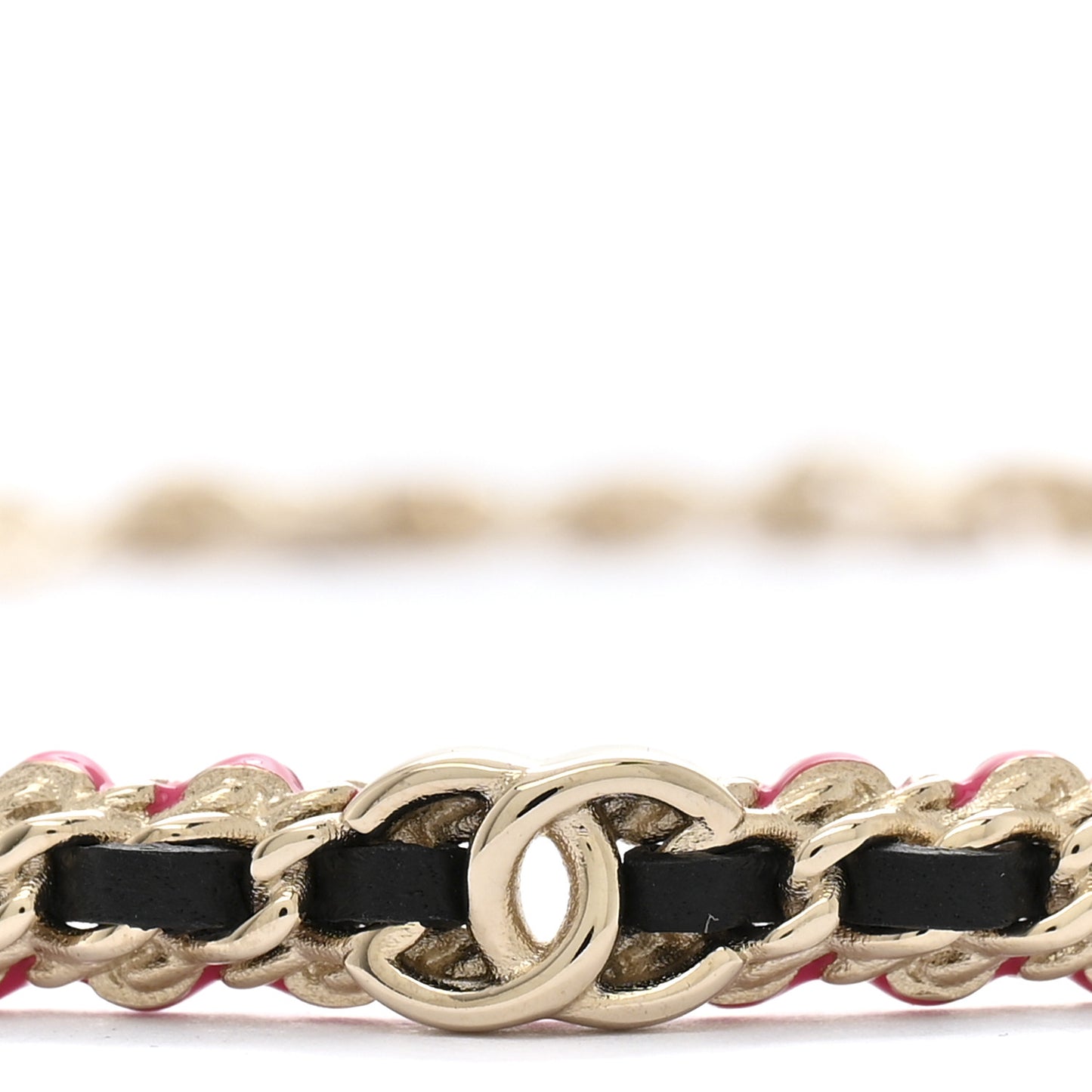 Metal Lambskin CC Choker Necklace Black Pink Gold