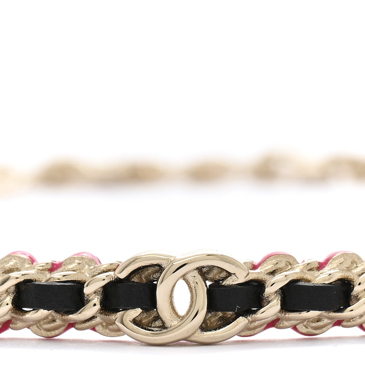 Chanel Metal Lambskin CC Choker Necklace Black Pink Gold 4 of 6