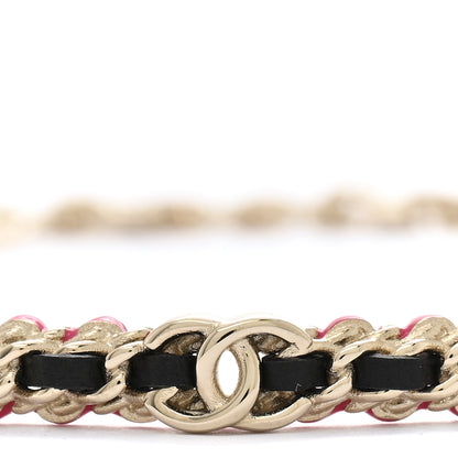 Chanel Metal Lambskin CC Choker Necklace Black Pink Gold 4 of 6
