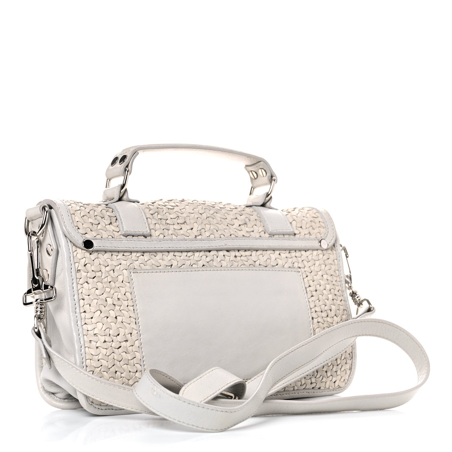 Proenza Schouler Lambskin Woven Tiny PS1 Satchel Ivory 3 of 26