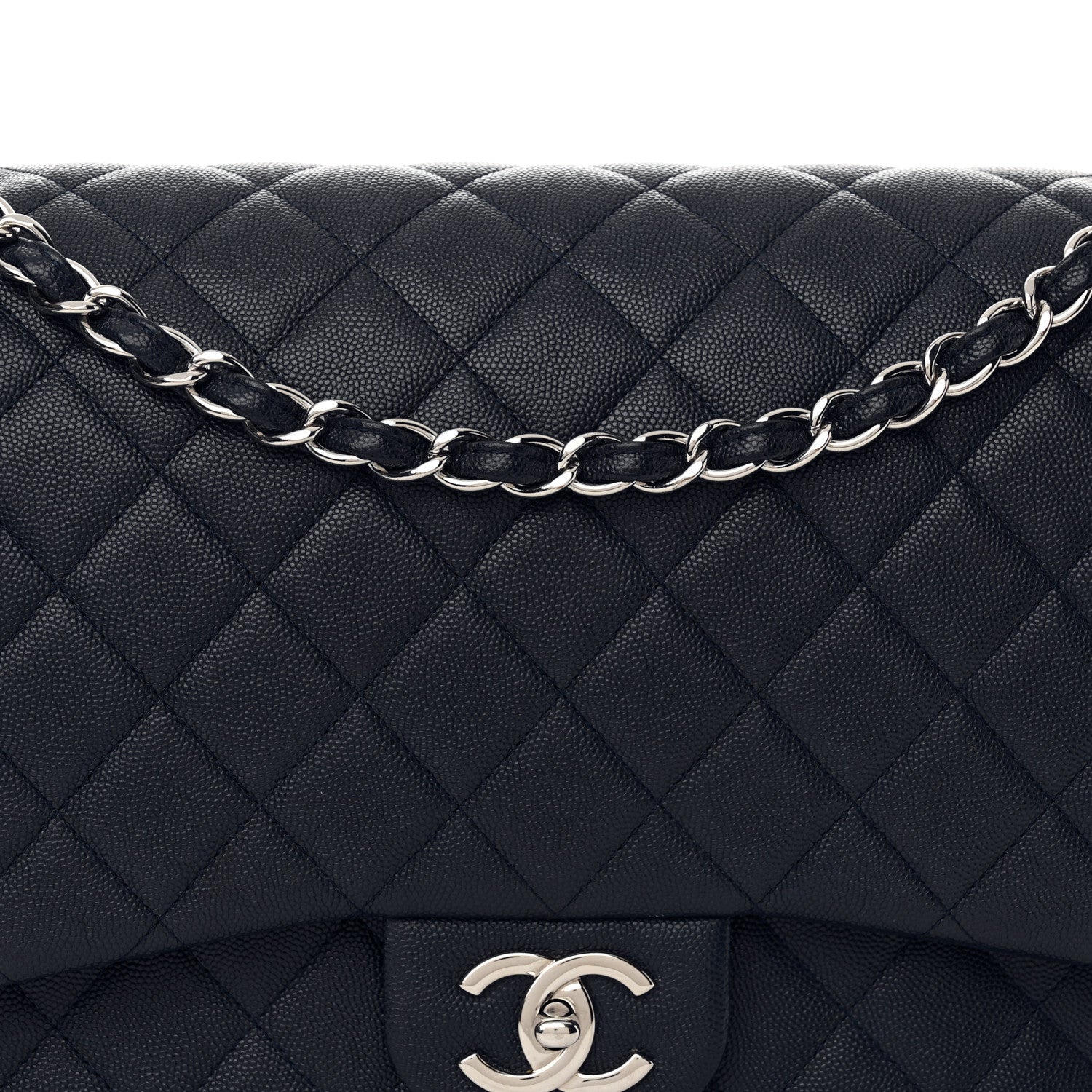 Chanel Caviar Quilted Maxi Double Flap Navy Blue 8 of 14