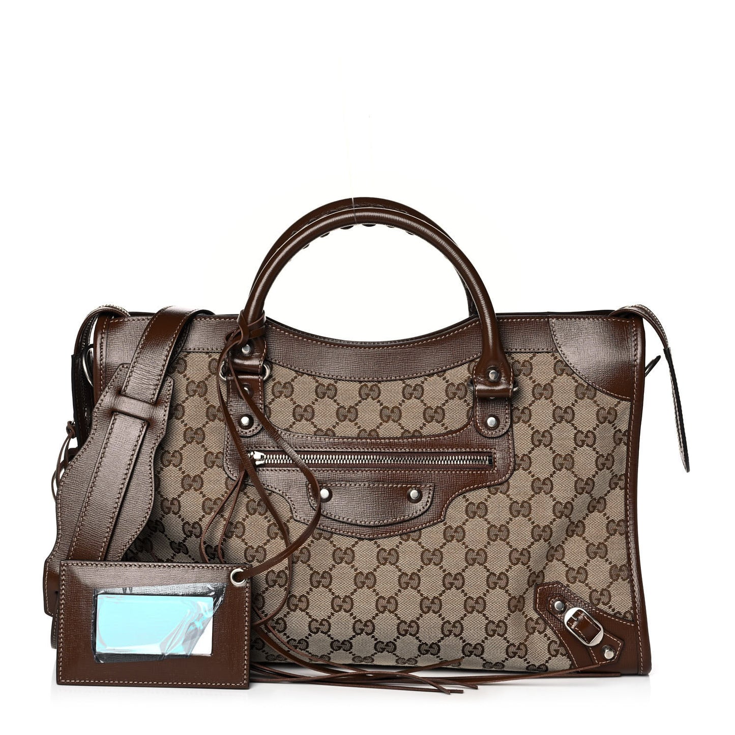 X GUCCI GG Monogram Azalea Calfskin Neo Classic Silver Hardware Medium City Beige Ebony Brown Sugar