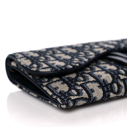 Christian Dior Oblique Saddle Chain Long Wallet Blue 9 of 12
