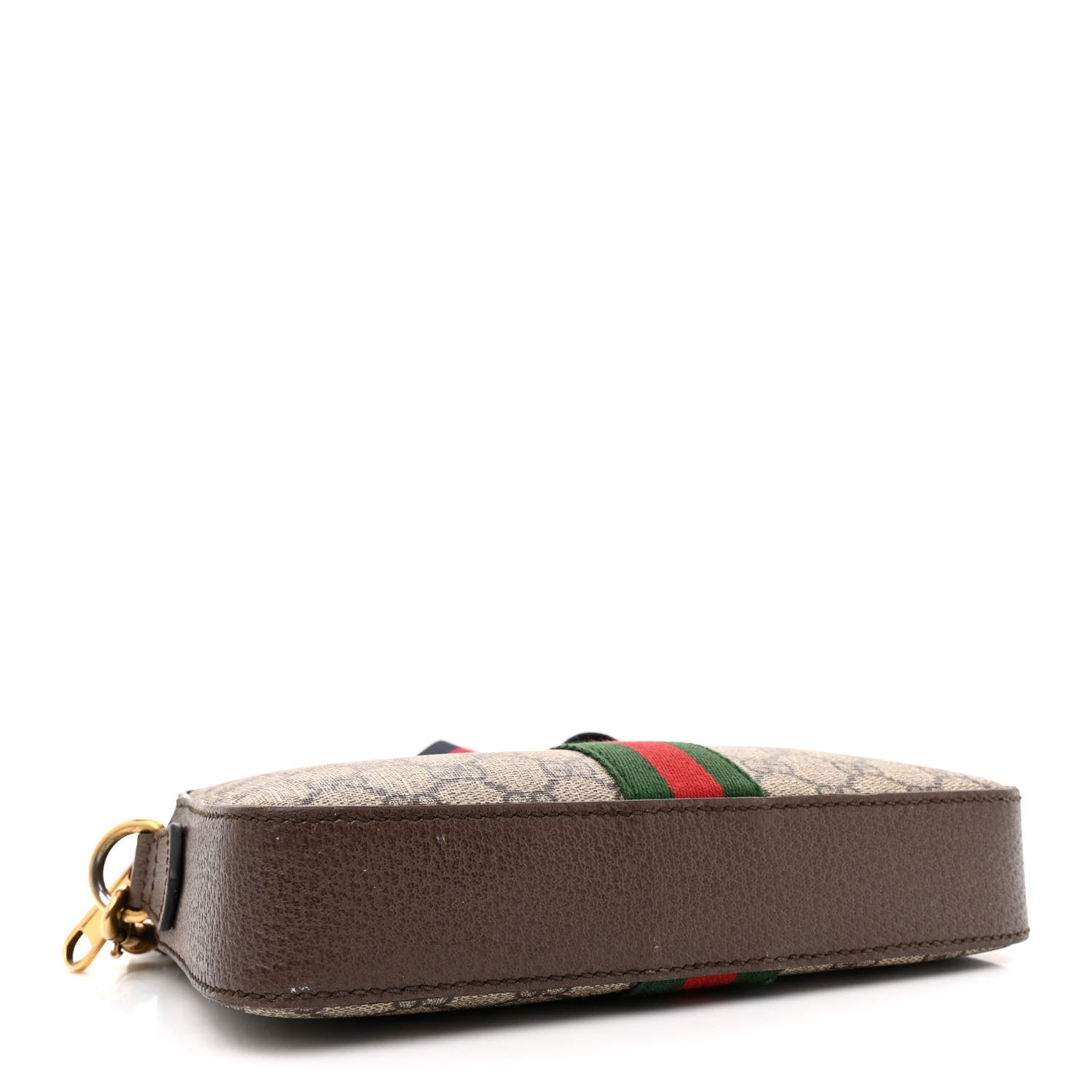 Gucci GG Supreme Monogram Textured Dollar Calfskin Web Ophidia Wristlet Shoulder Bag Beige Ebony New Acero 4 of 16