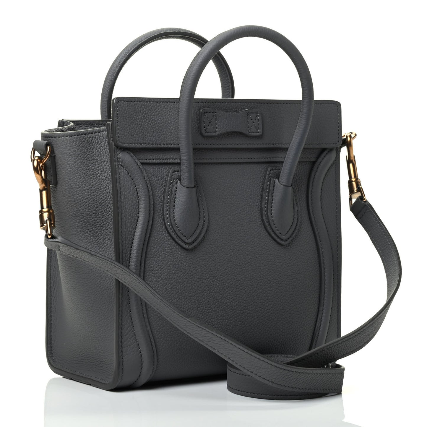 Baby Drummed Calfskin Nano Luggage Kohl