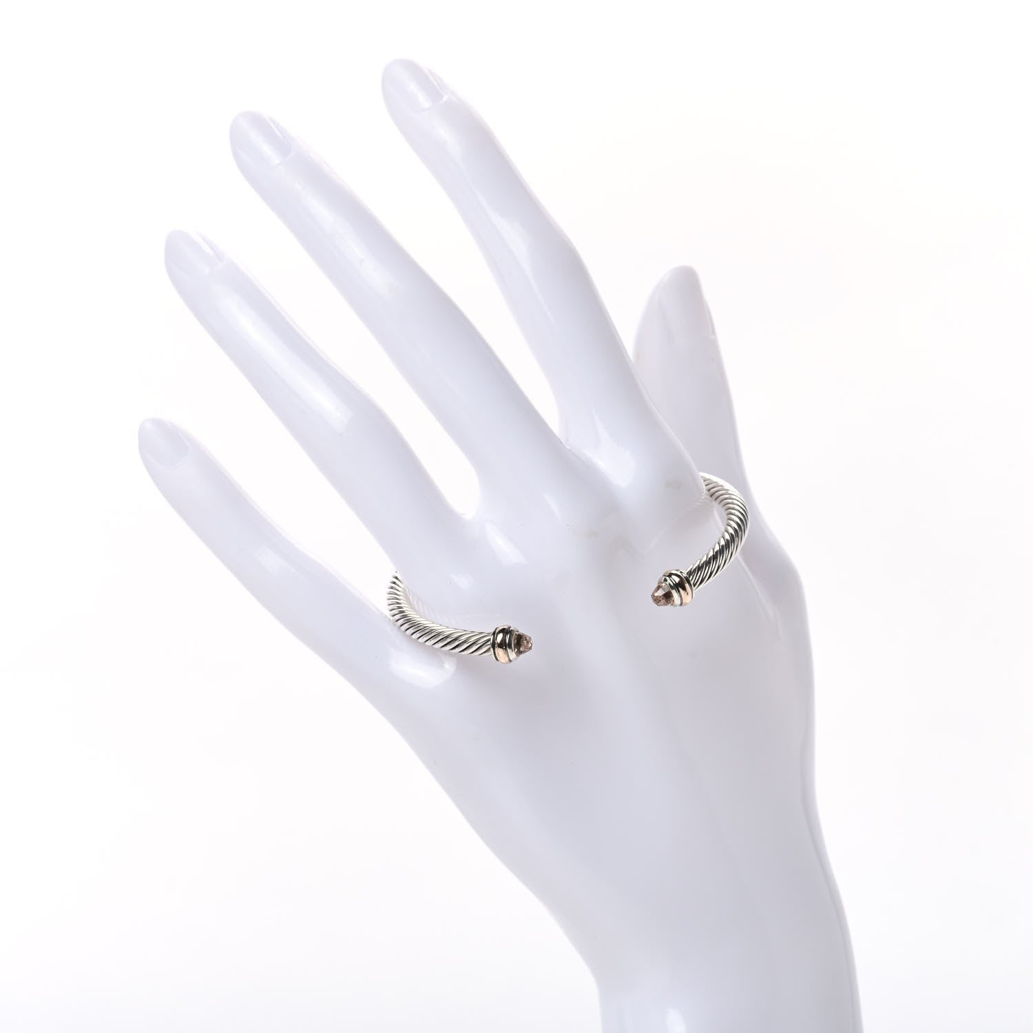 David Yurman Sterling Silver 18K Rose Gold Morganite 4mm Cable Classics Bracelet 2 of 5