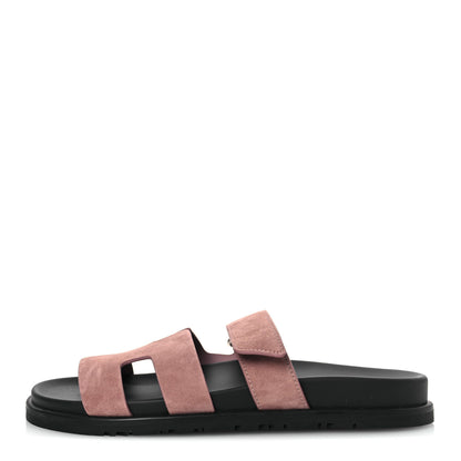 Hermes Suede Goatskin Womens Chypre Sandals 38 Rose Antique 1 of 11