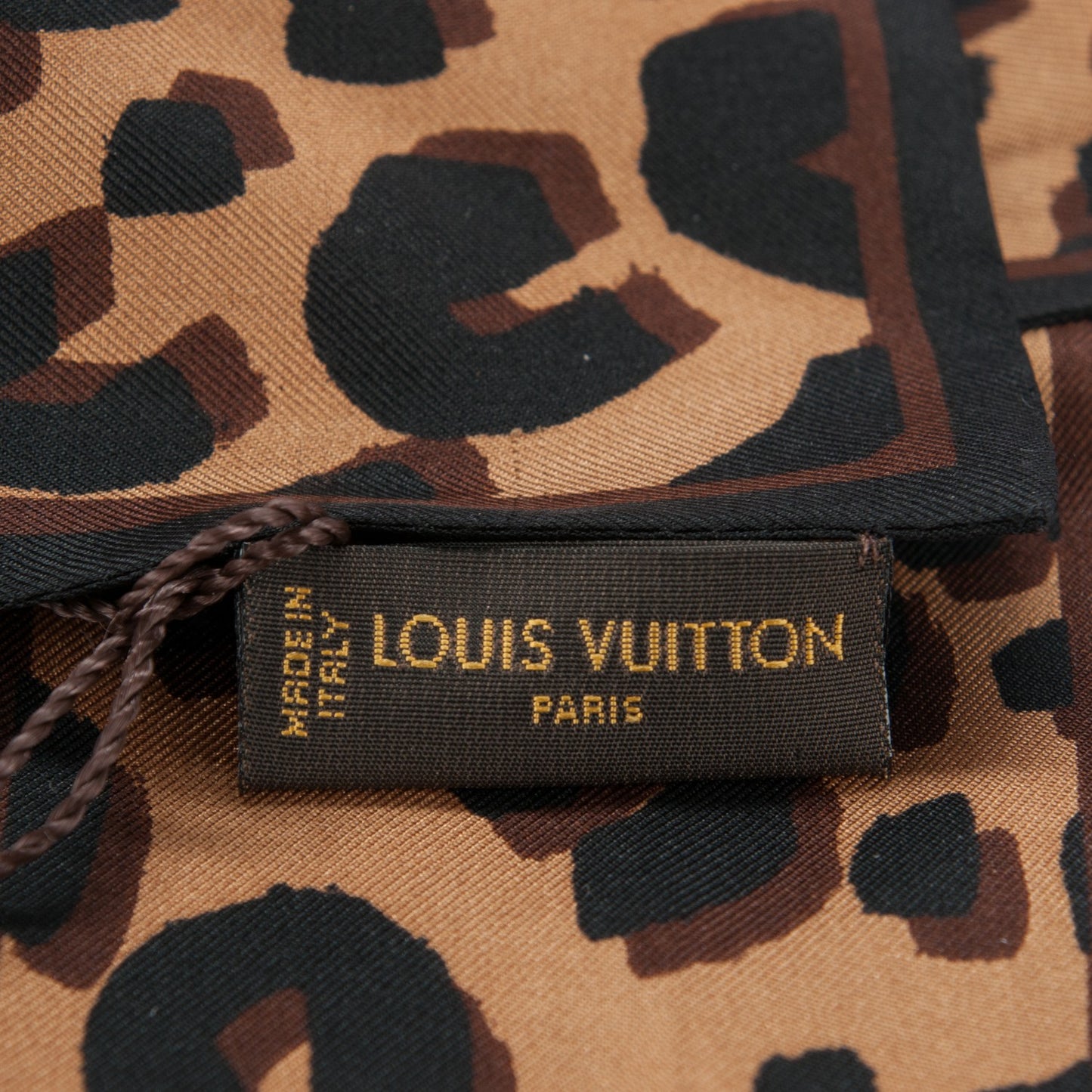 Silk Leopard Bandeau Scarf Marron